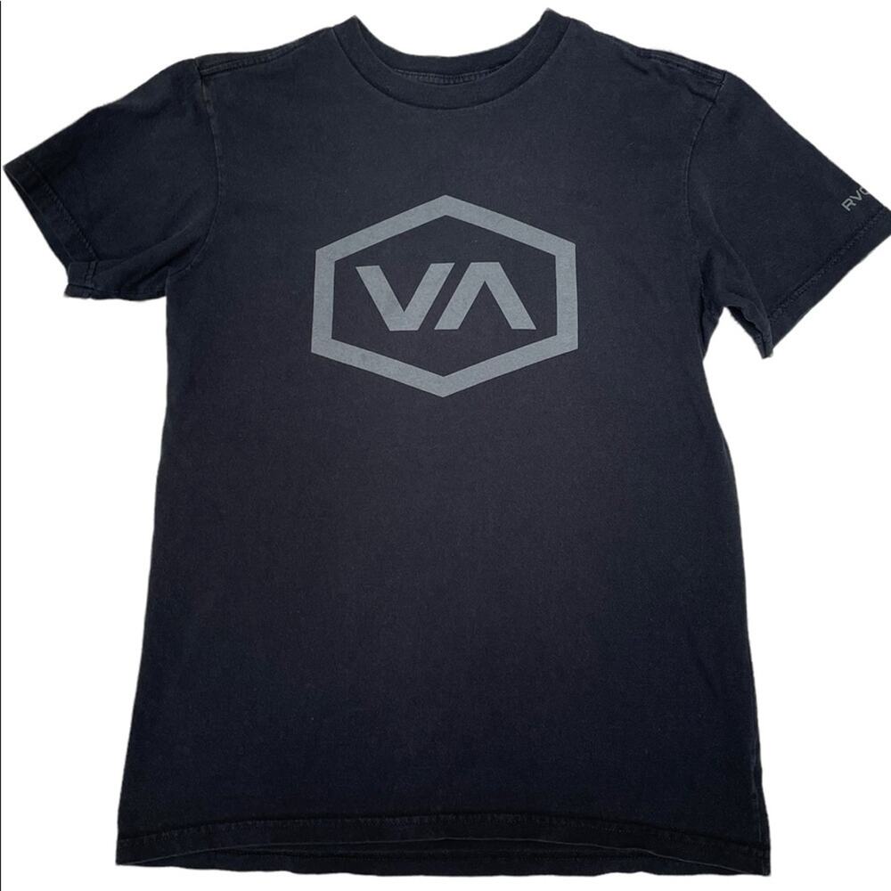RVCA T-Shirt Mens S Black Crew Neck Short Sleeve Cotton Graphic Logo Tee Casual
